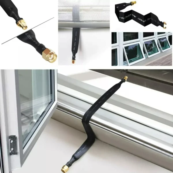 Door/Window Pass Through Flat RF Coaxial Cable Pigtail Extension Cord 30cm